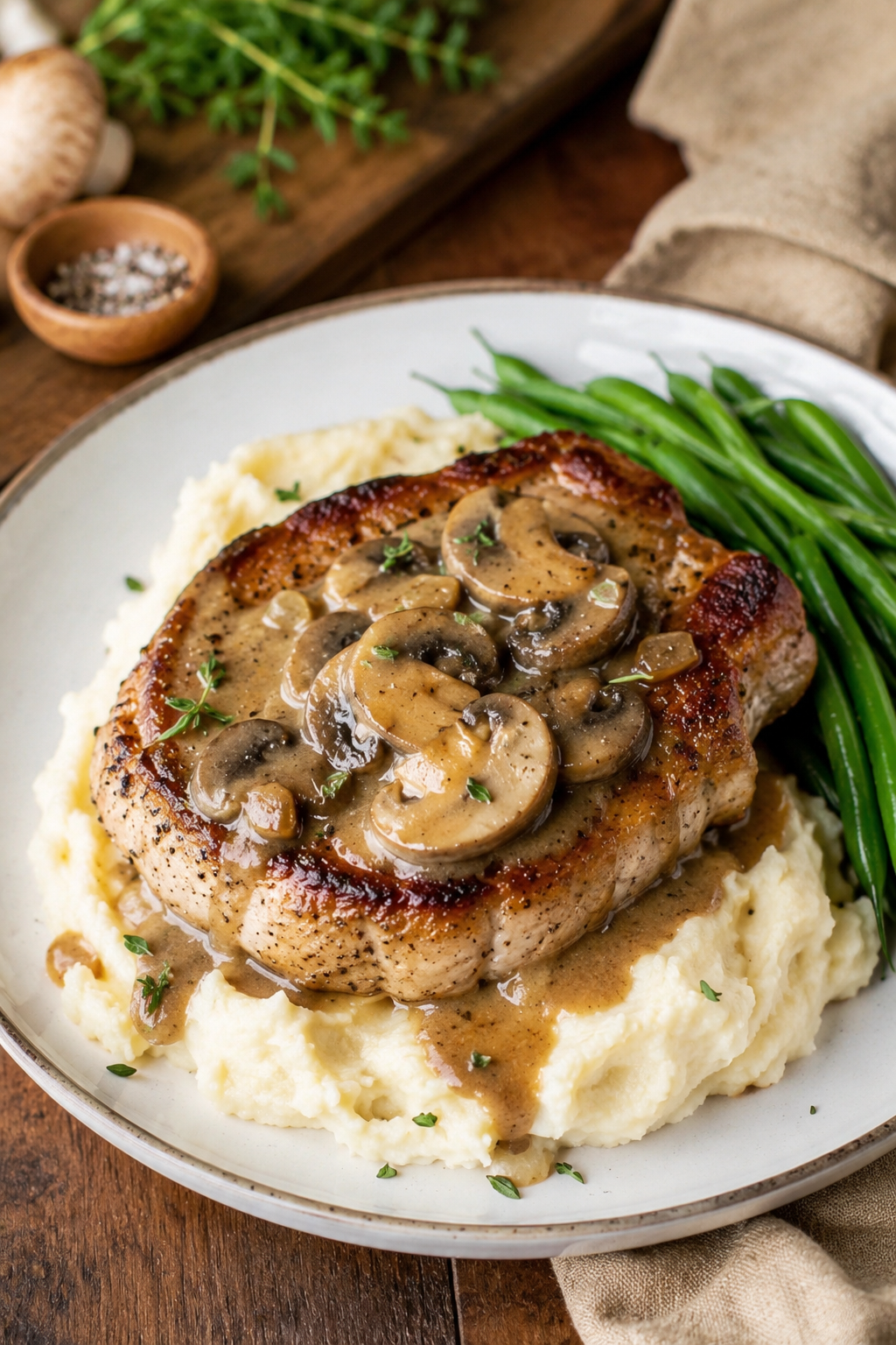 Creamy Mushroom Pork Chops with Mashed Potatoes Creamy Mushroom Pork Chops with Mashed Potatoes